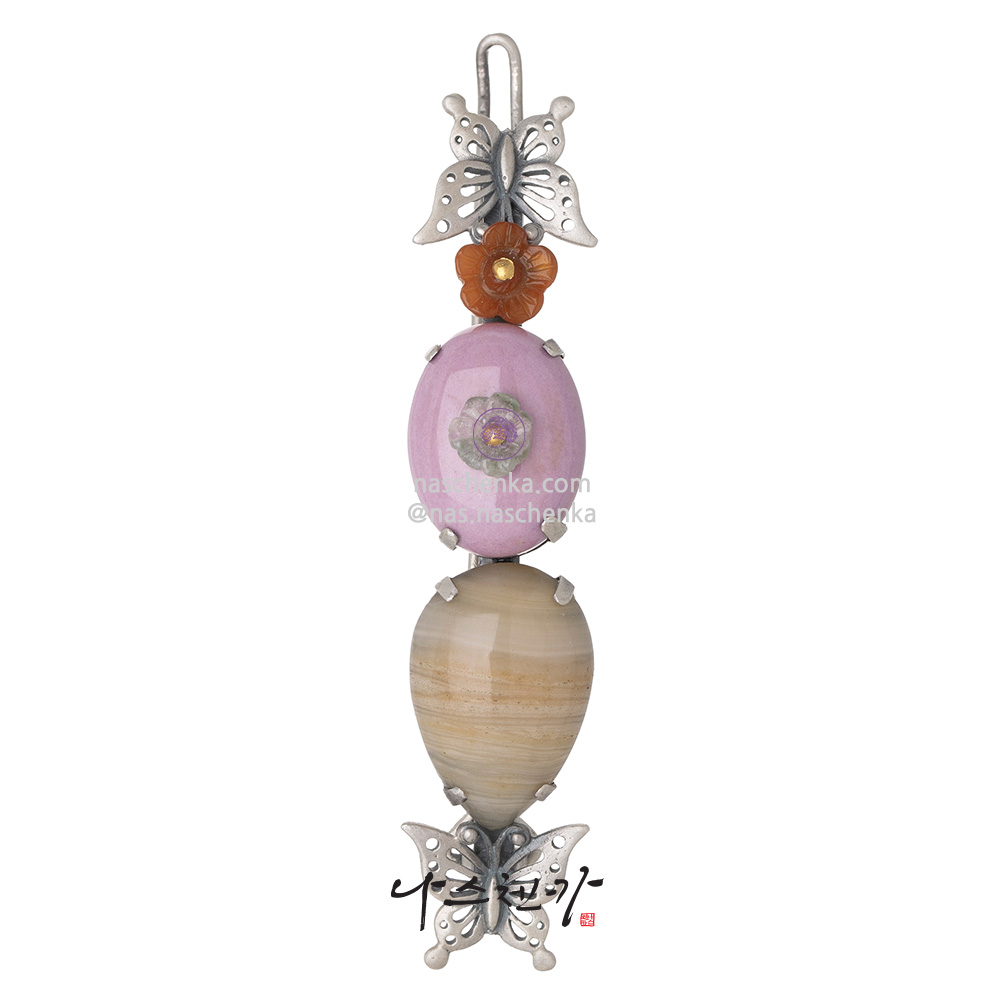 Gemstone silver hairpin