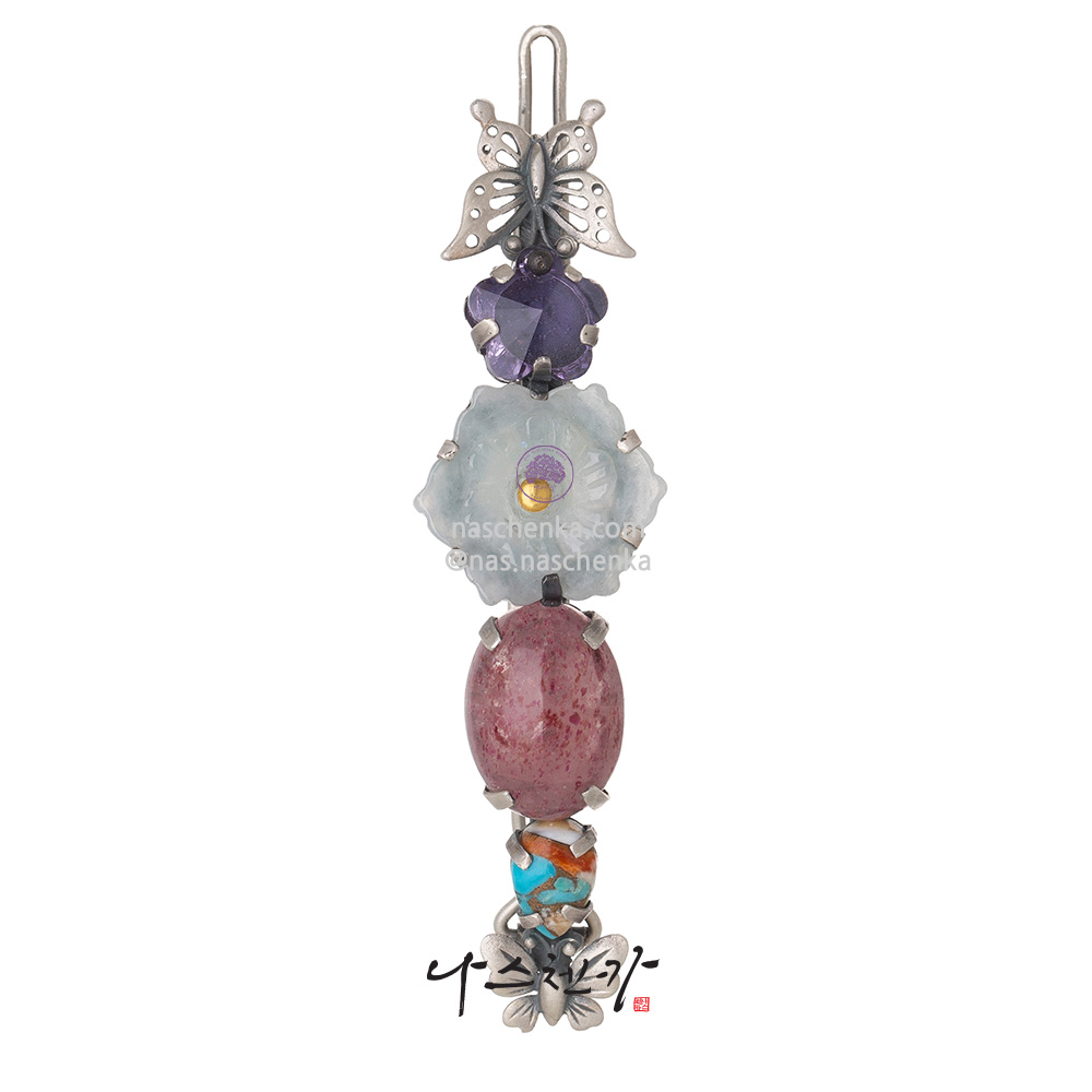 Gemstone silver hairpin
