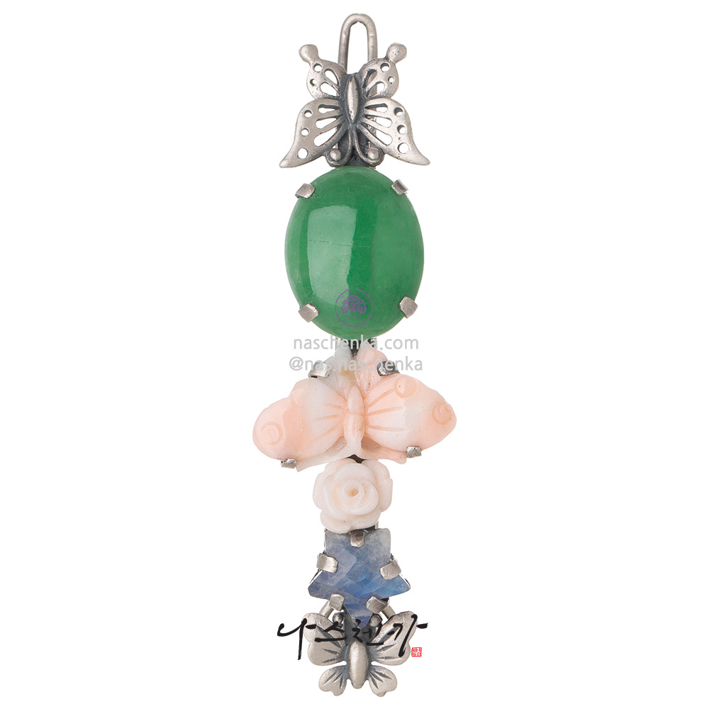 Gemstone silver hairpin