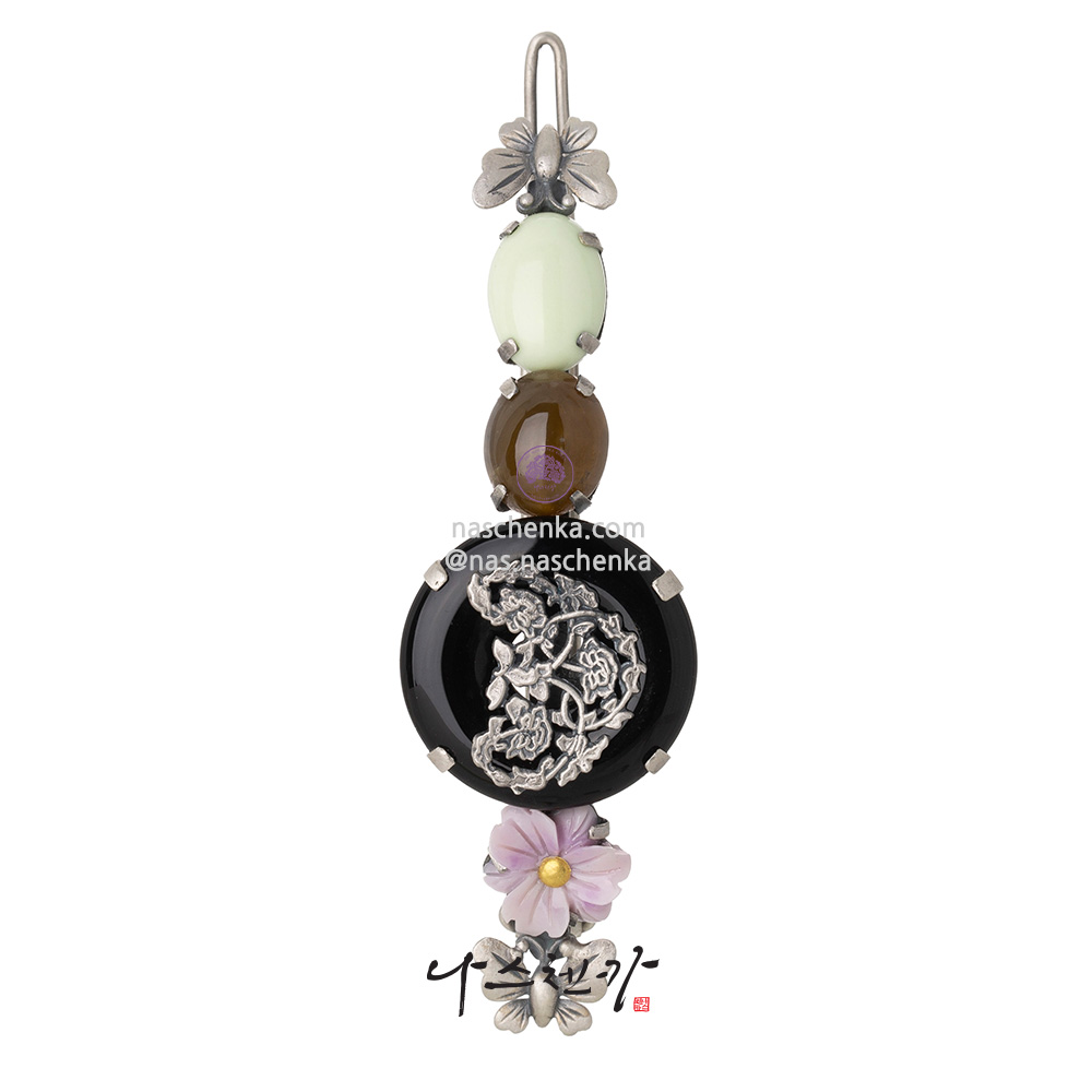 Gemstone silver hairpin