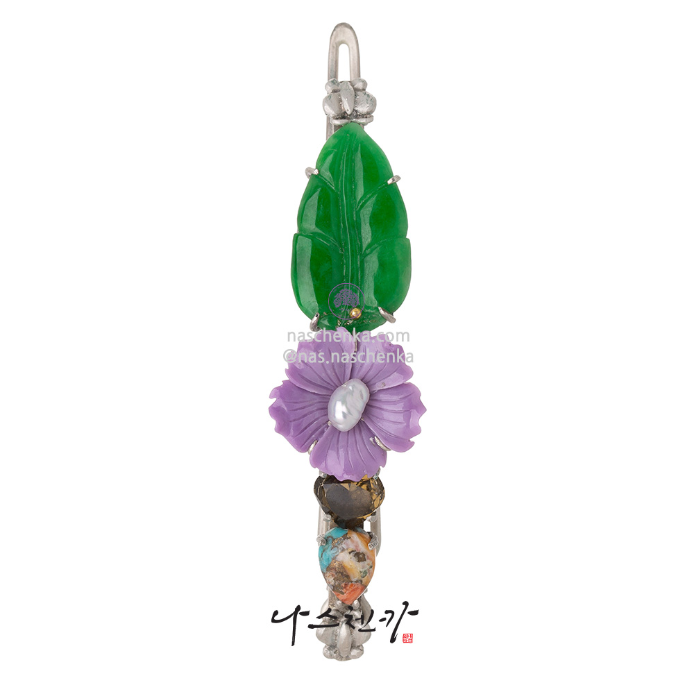 Gemstone silver hairpin