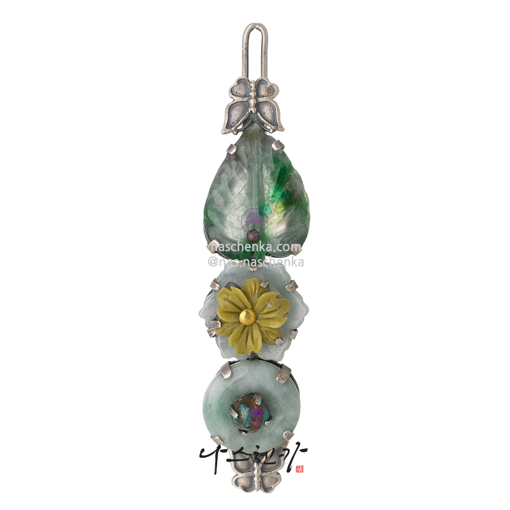 Gemstone silver hairpin