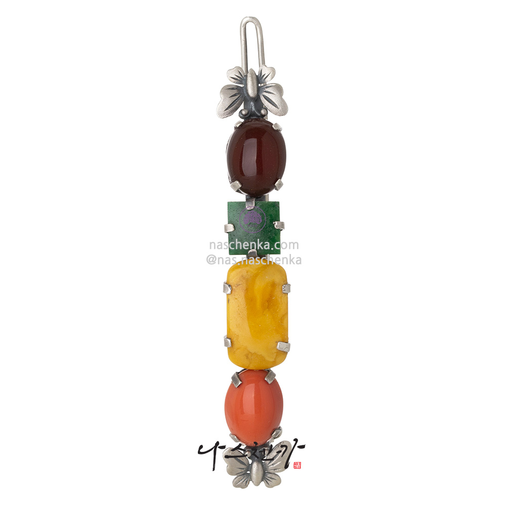 Gemstone silver hairpin
