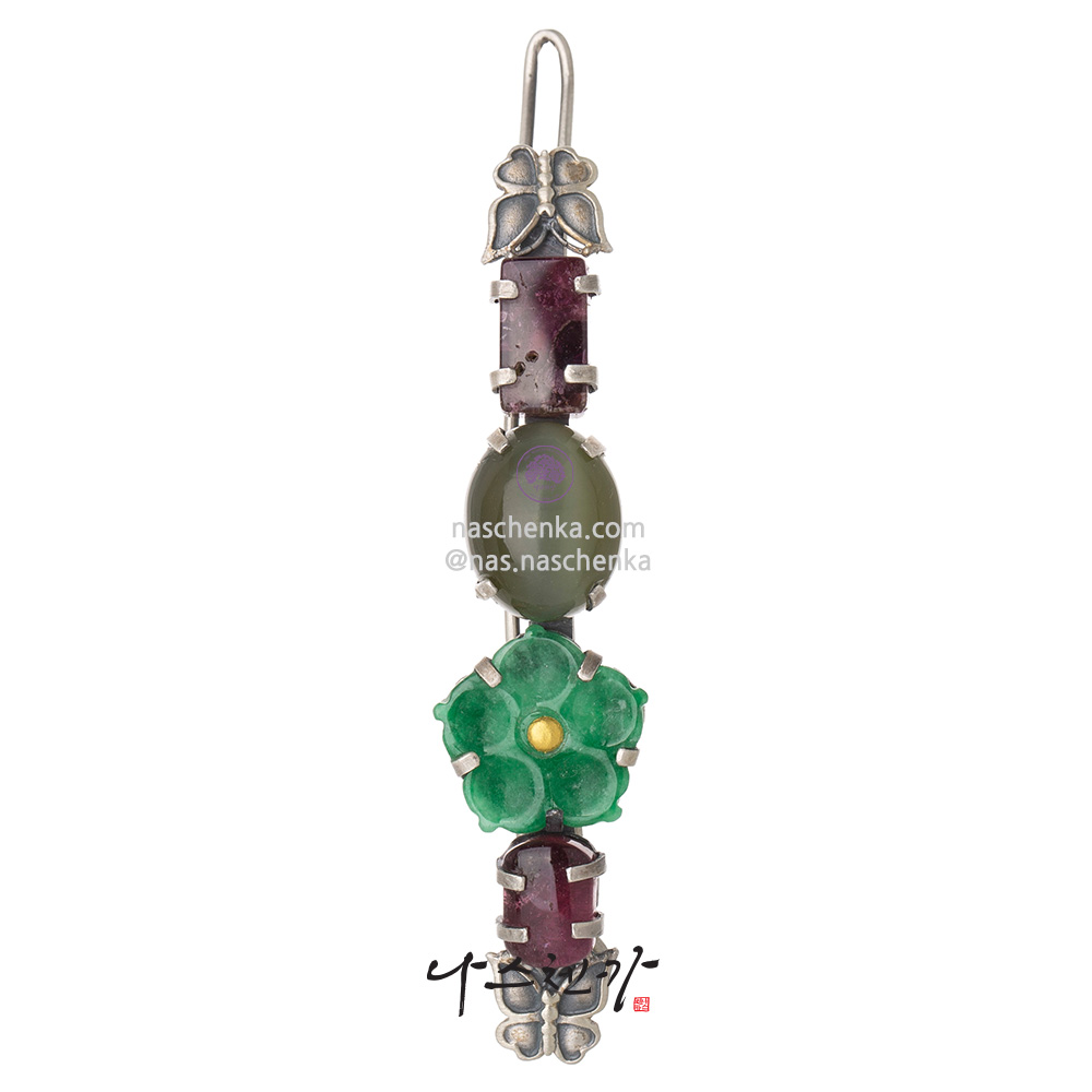 Gemstone silver hairpin