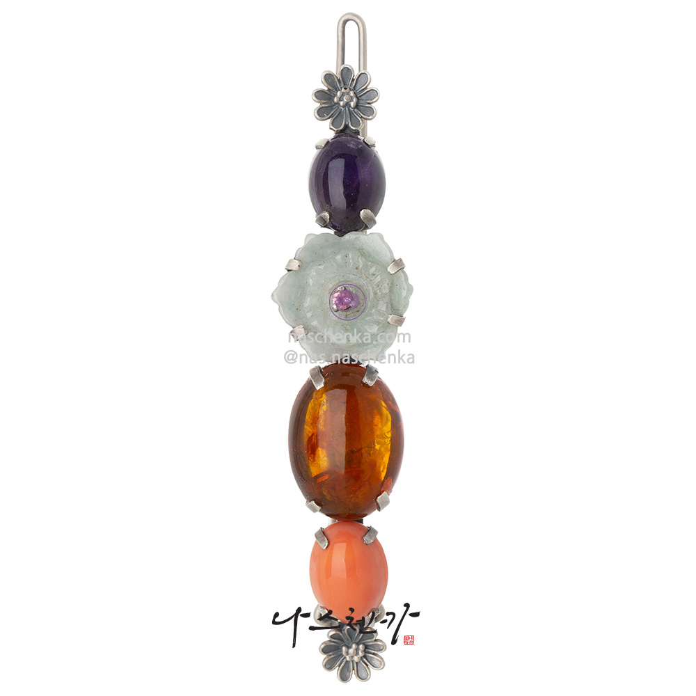 Amber jade hairpin
