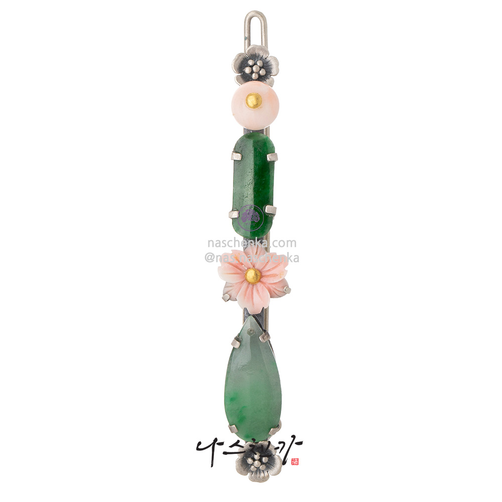 Jade coral hairpin