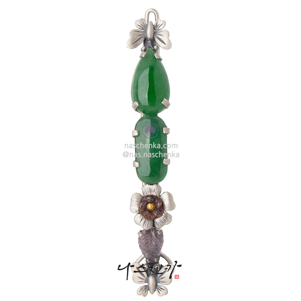 Jade gemstone hairpin