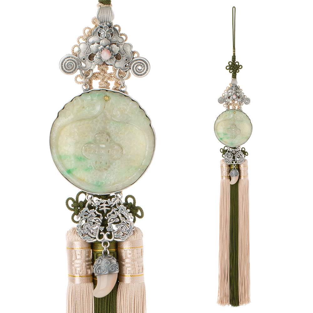 Peony jade gemstone norigae pendant