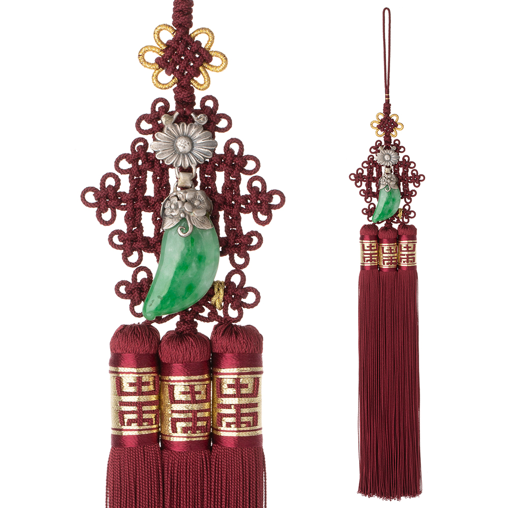 Jade silver norigae pendant