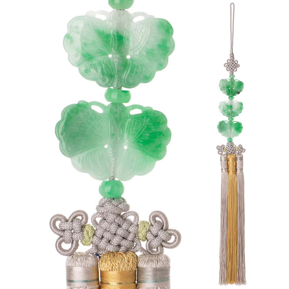 Butterfly samjak triple jade norigae pendant