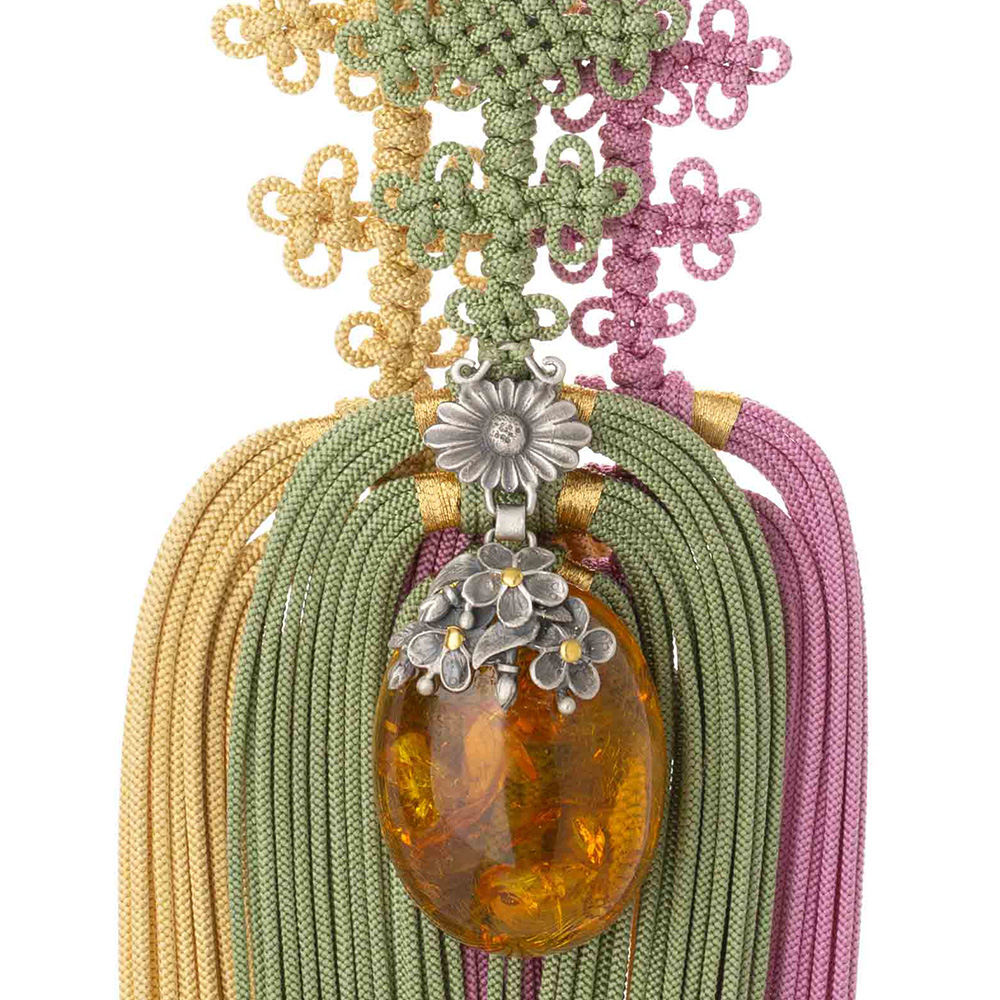 Samjak triple amber norigae pendant