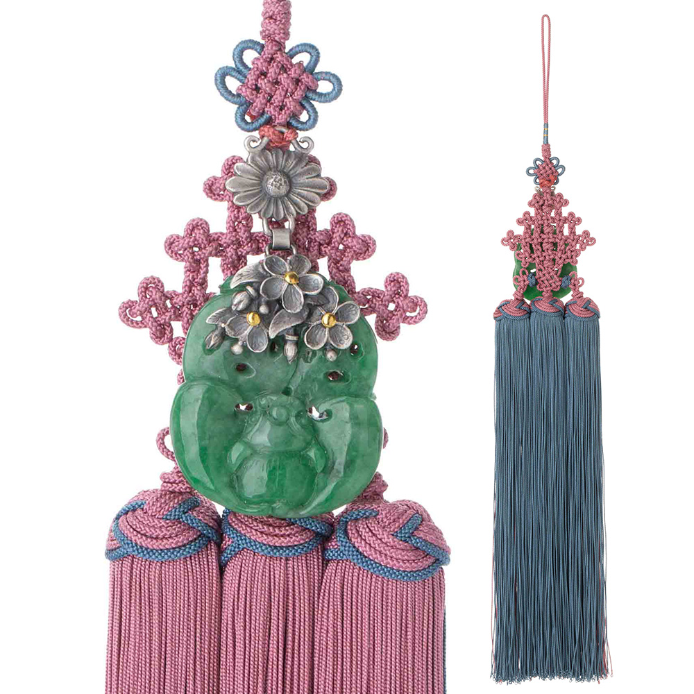 Jade silver norigae pendant