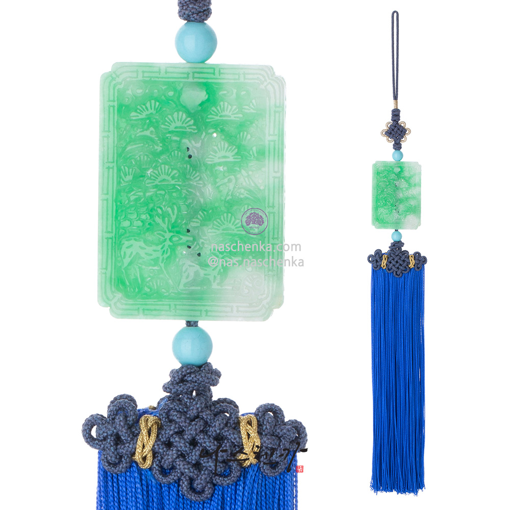 Ten longevity symbols jade norigae pendant