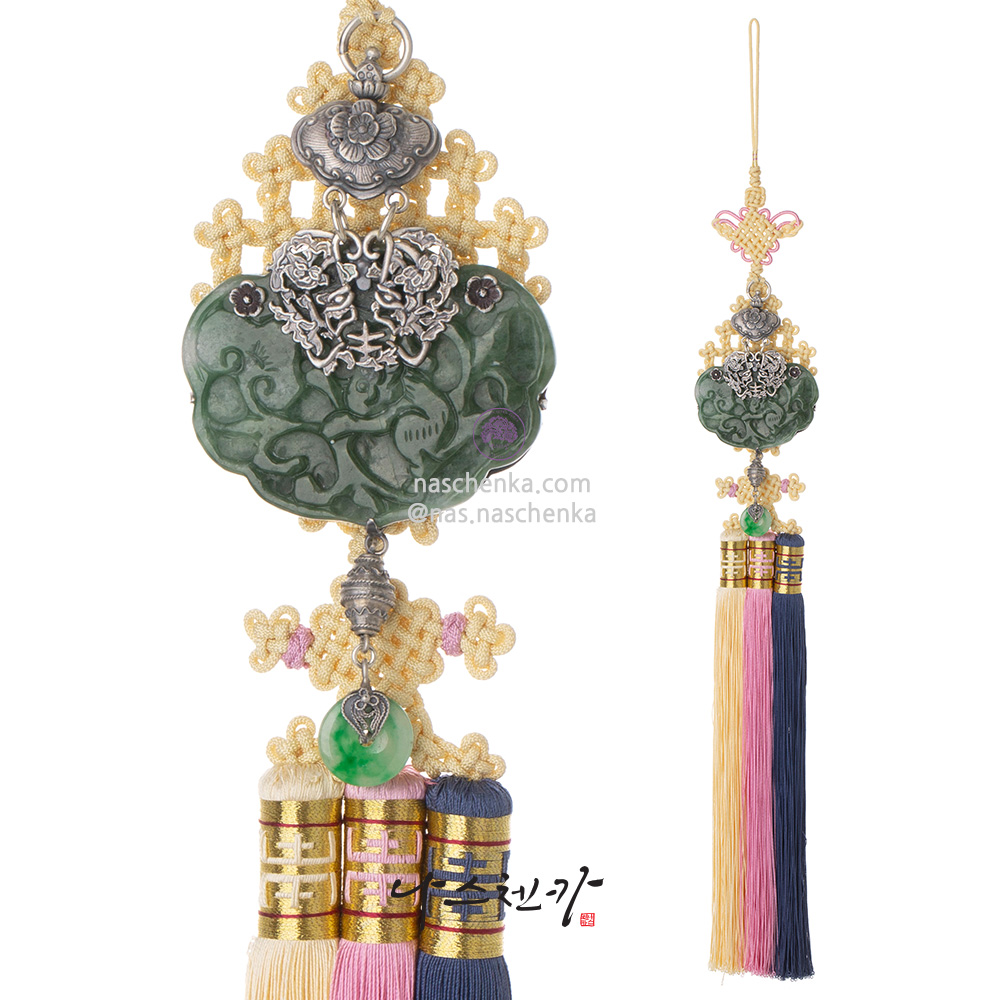 Jade silver norigae pendant