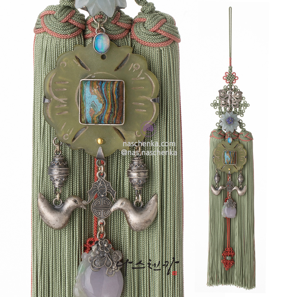 Jade silver norigae pendant
