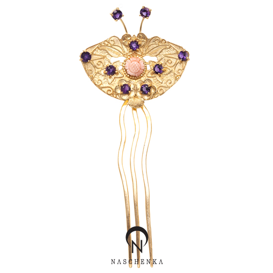 Amethyst silver dwikkoji hair ornament