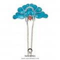 Coral cloisonné binyeo hairpin