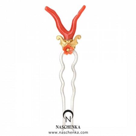 Flower coral dwikkoji hair ornament