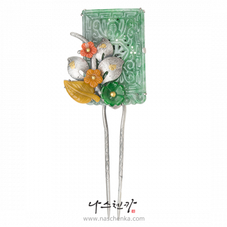 Jade gemstone dwikkoji hair ornament