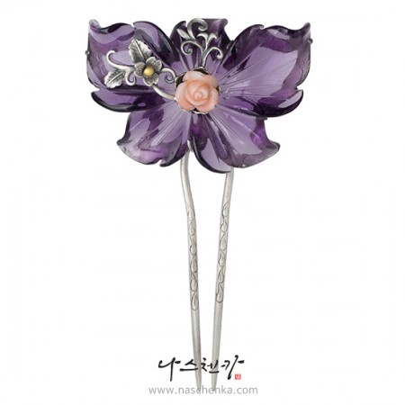 Flower amethyst gemstone binyeo hairpin