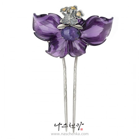 Flower amethyst gemstone binyeo hairpin