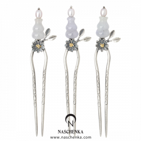 Samjak triple lavender jade binyeo hairpin (NASCHENKA Signature Binyeo)