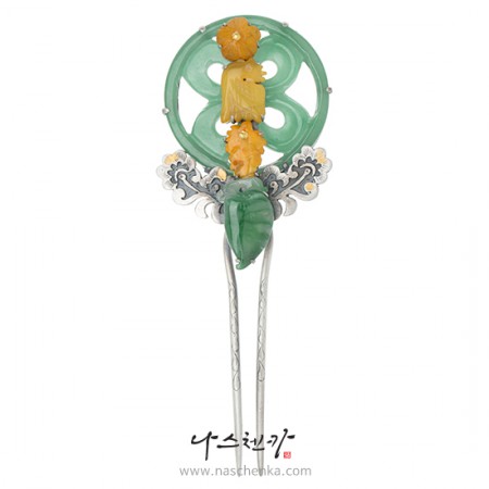 Amber jade binyeo hairpin (NASCHENKA Signature Binyeo)