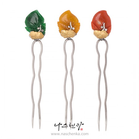 Samjak triple amber jade dwikkoji hair ornament