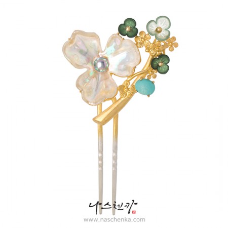 Pearl turquoise dwikkoji hair ornament