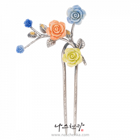 Flower silver dwikkoji hair ornament No. 4