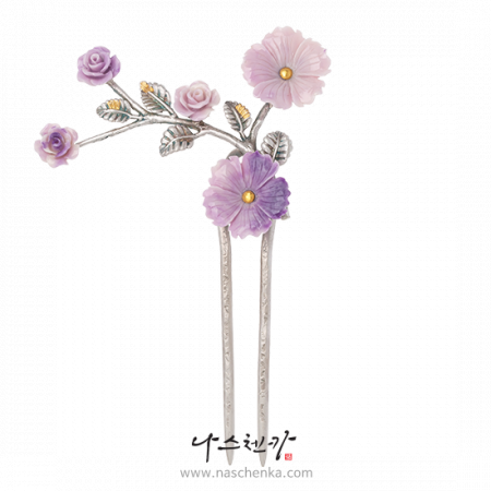 Flower silver dwikkoji hair ornament No. 5