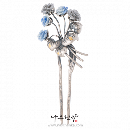 Flower silver dwikkoji hair ornament