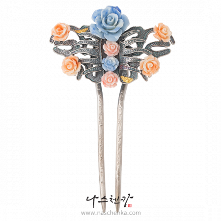 Butterfly flower silver dwikkoji hair ornament
