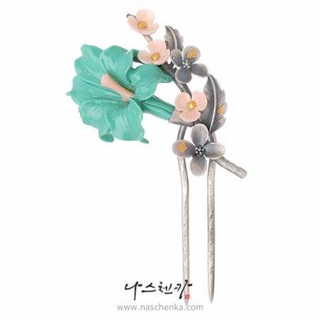 Flower coral silver dwikkoji hair ornament No. 9