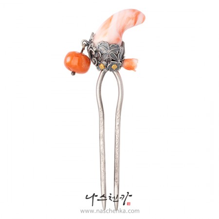 Coral silver dwikkoji hair ornament No. 25