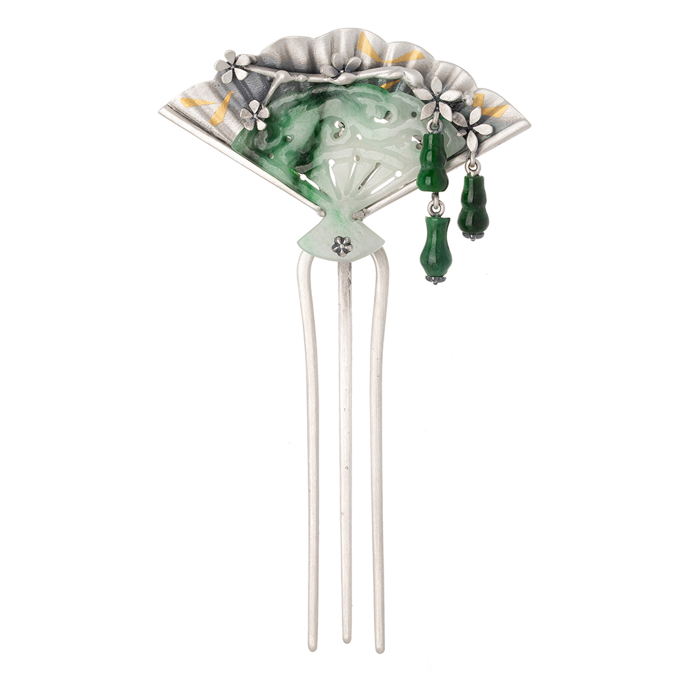Jade silver dwikkoji hair ornament No. 3