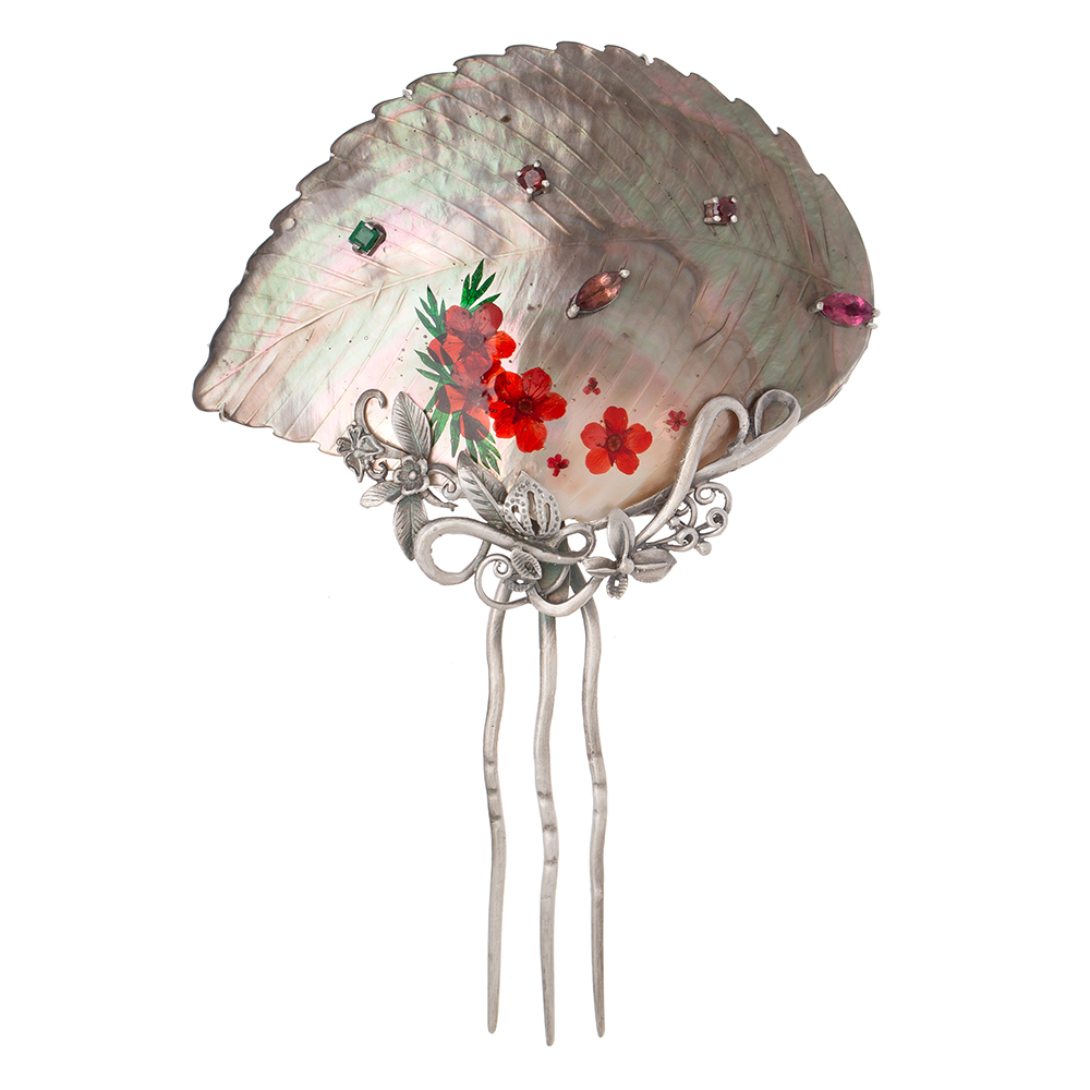 Mother-of-pearl gemstone dwikkoji hair ornament