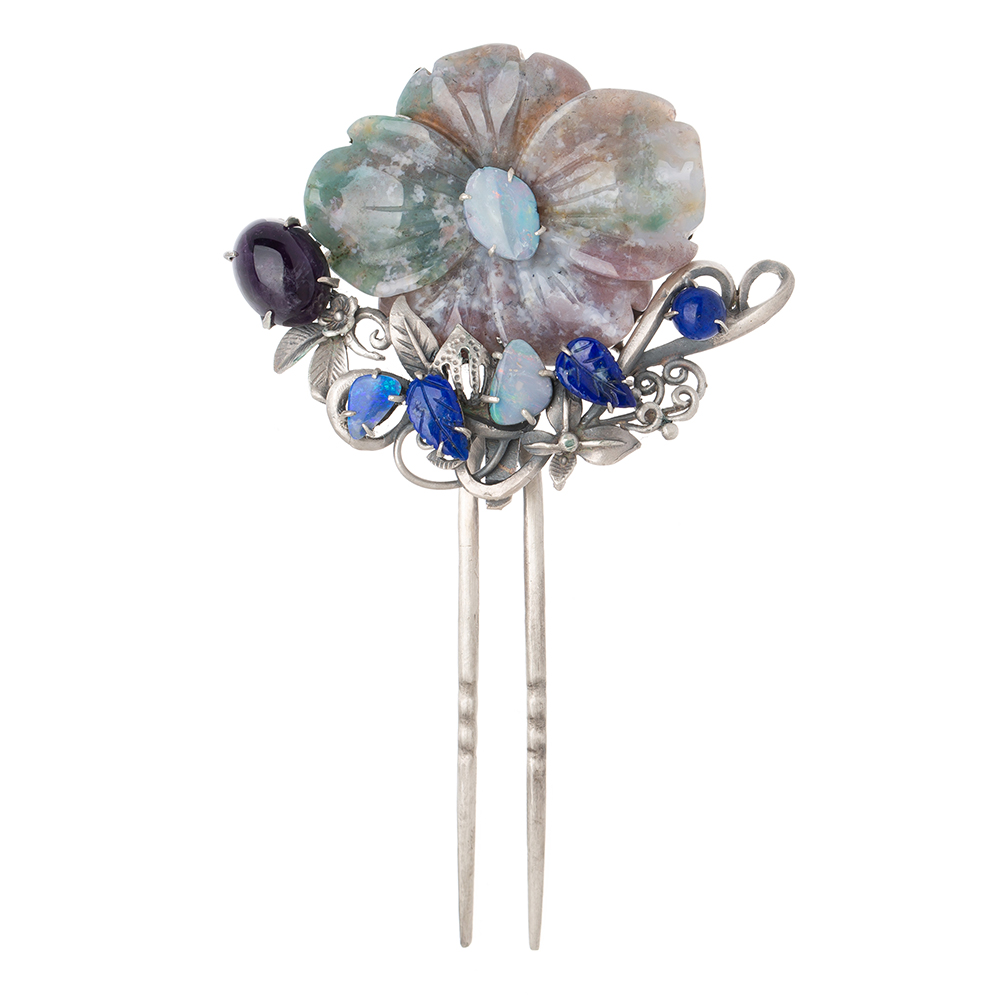 Flower agate gemstone dwikkoji hair ornament No. 2