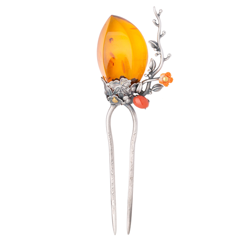 Amber gemstone dwikkoji hair ornament No. 2