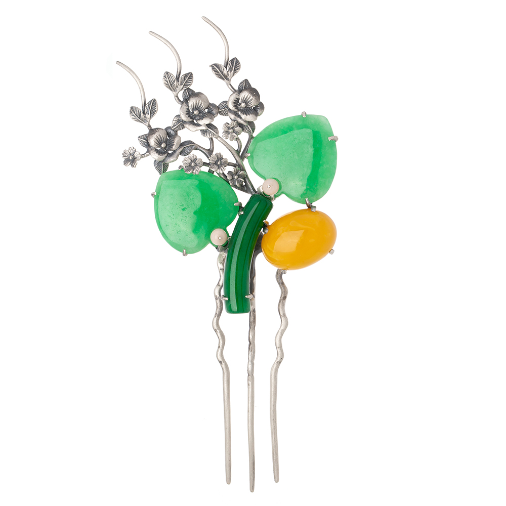 Amber gemstone dwikkoji hair ornament