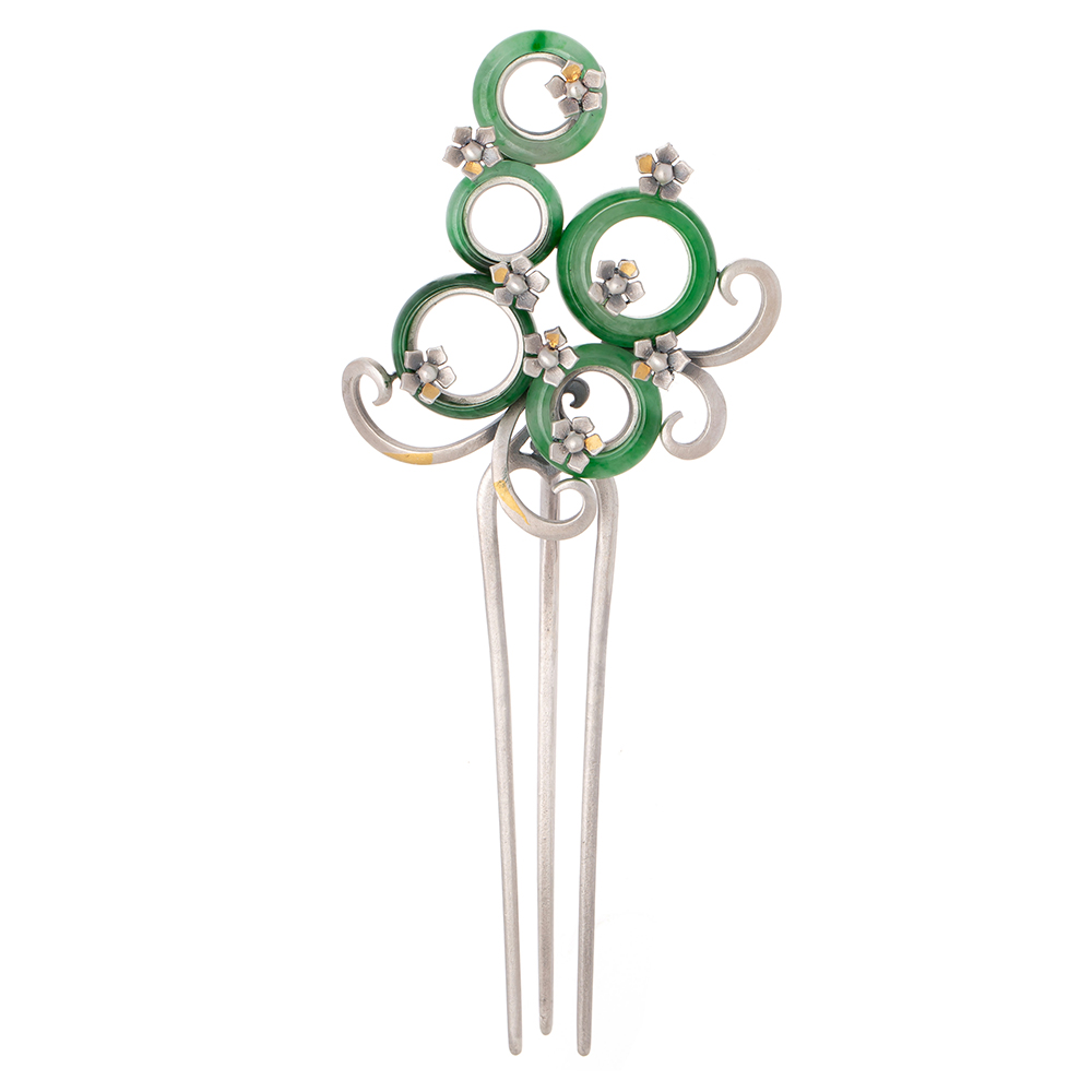 Jade silver dwikkoji hair ornament