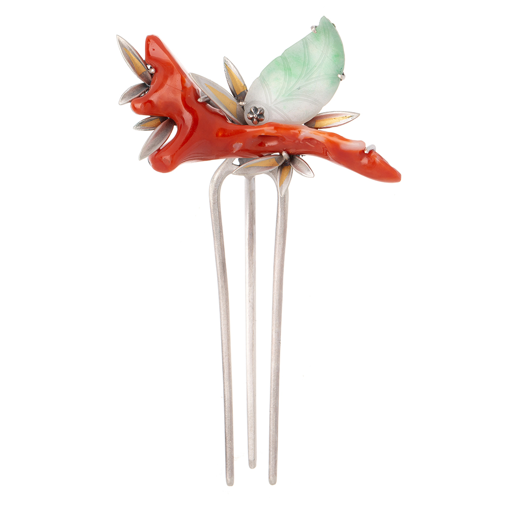 Jade coral dwikkoji hair ornament