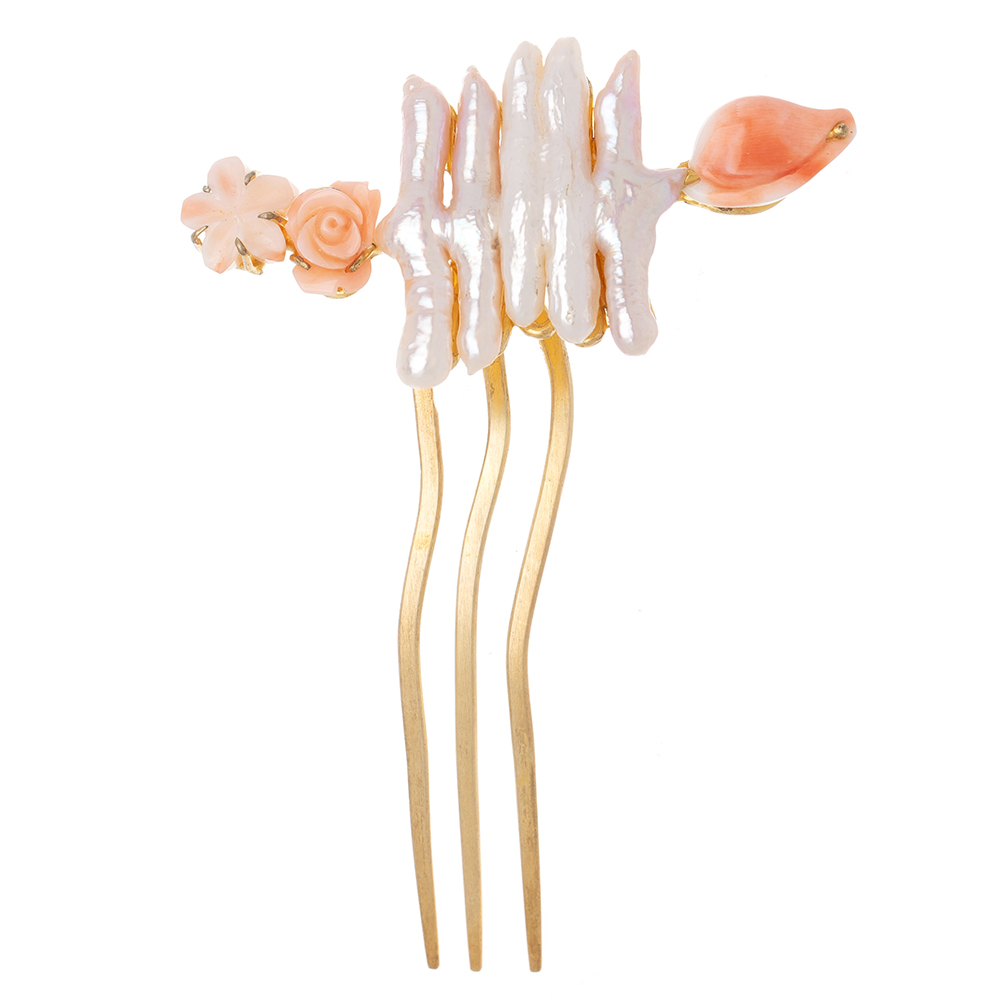 Coral pearl dwikkoji hair ornament