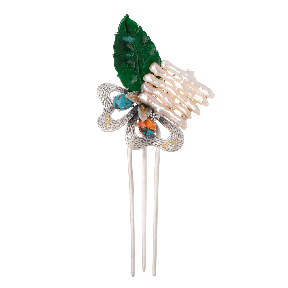 Jade pearl dwikkoji hair ornament