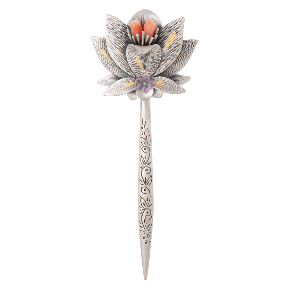 Lotus silver dwikkoji hair ornament