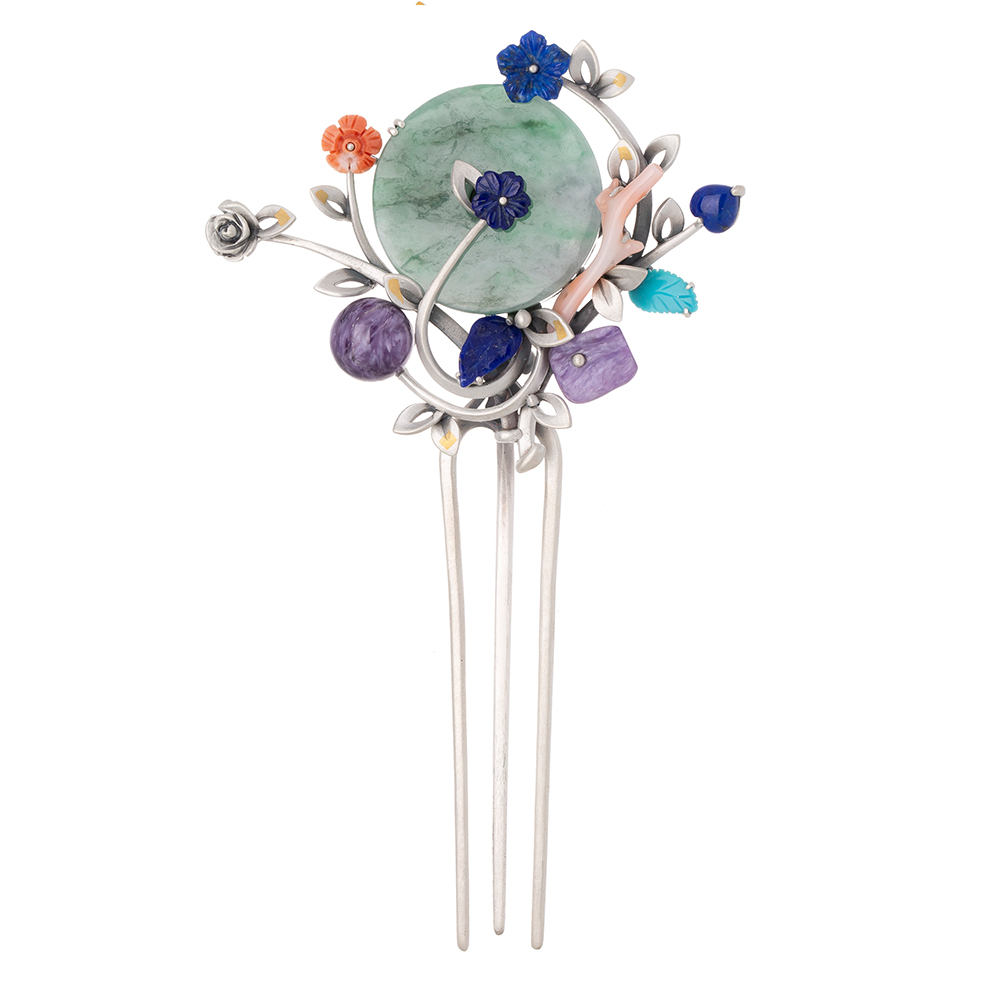 Jade gemstone dwikkoji hair ornament
