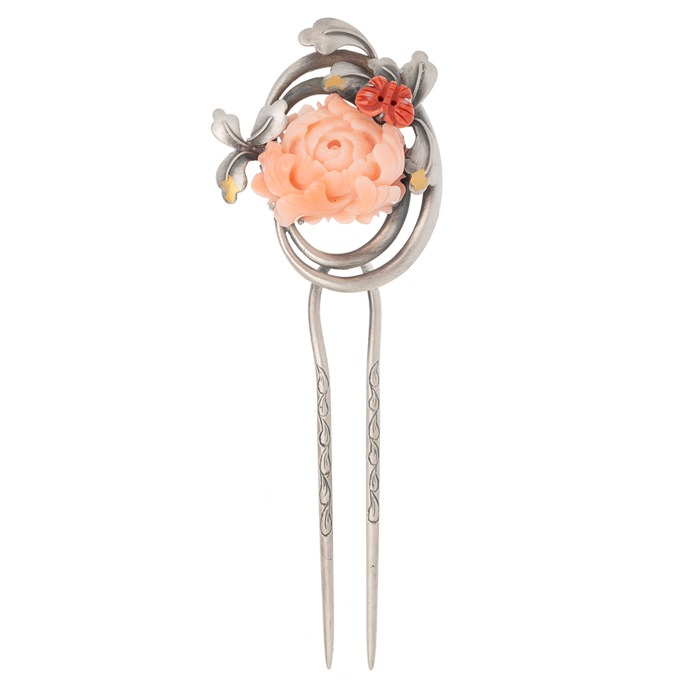 Coral dwikkoji hair ornament
