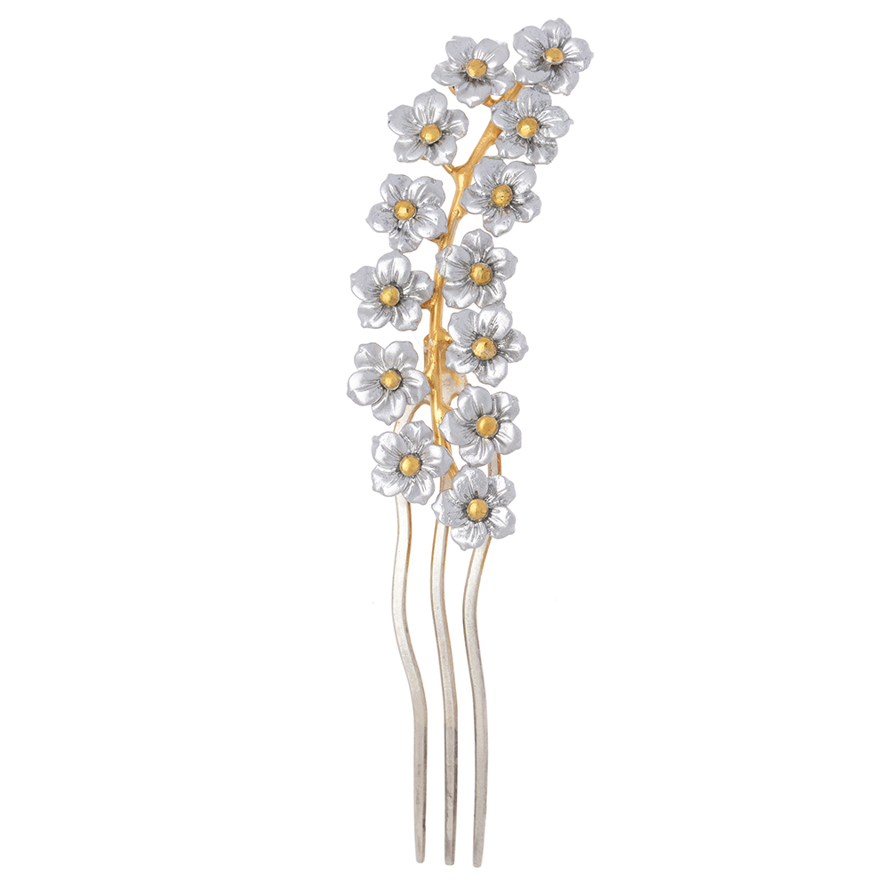 Flower silver dwikkoji hair ornament