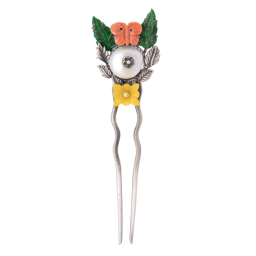 Samjak triple silver dwikkoji hair ornament