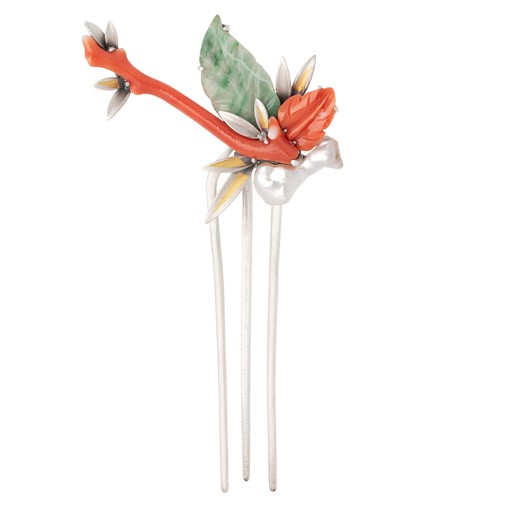 Jade coral dwikkoji hair ornament